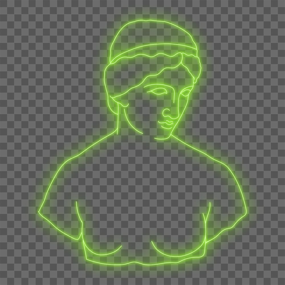 Greek Goddess png sticker, Daphne glowing neon line art drawing