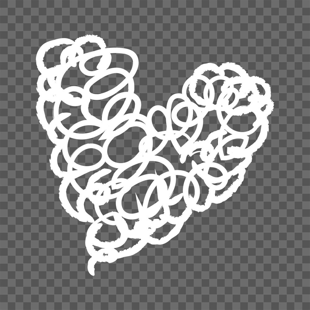 Doodle heart sticker png, valentines design 