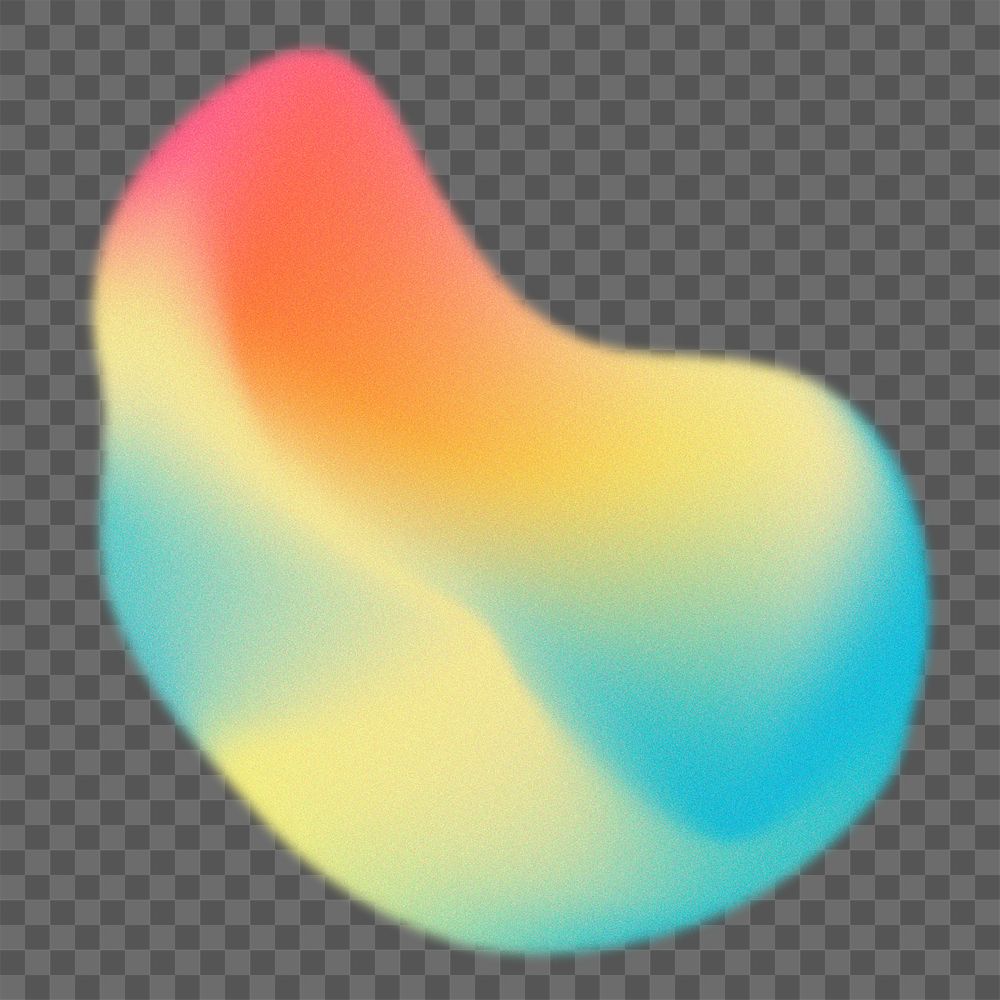 Blob shape png sticker, orange, yellow and blue color gradient design element on transparent background