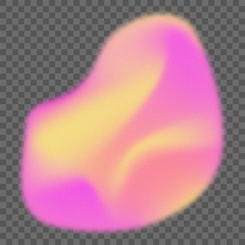 Blob shape png sticker, abstract pink and yellow gradient design element on transparent background