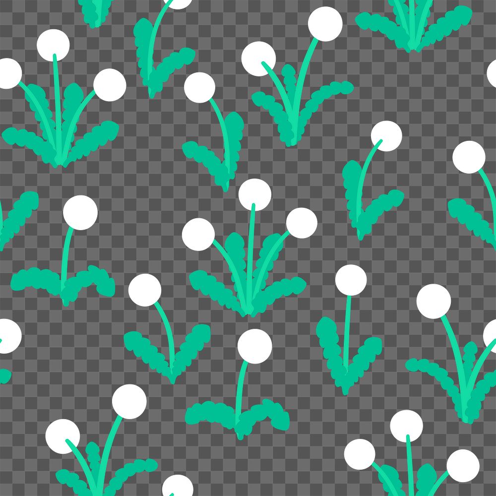 Red-seeded Dandelion pattern png, transparent background, pastel flower design
