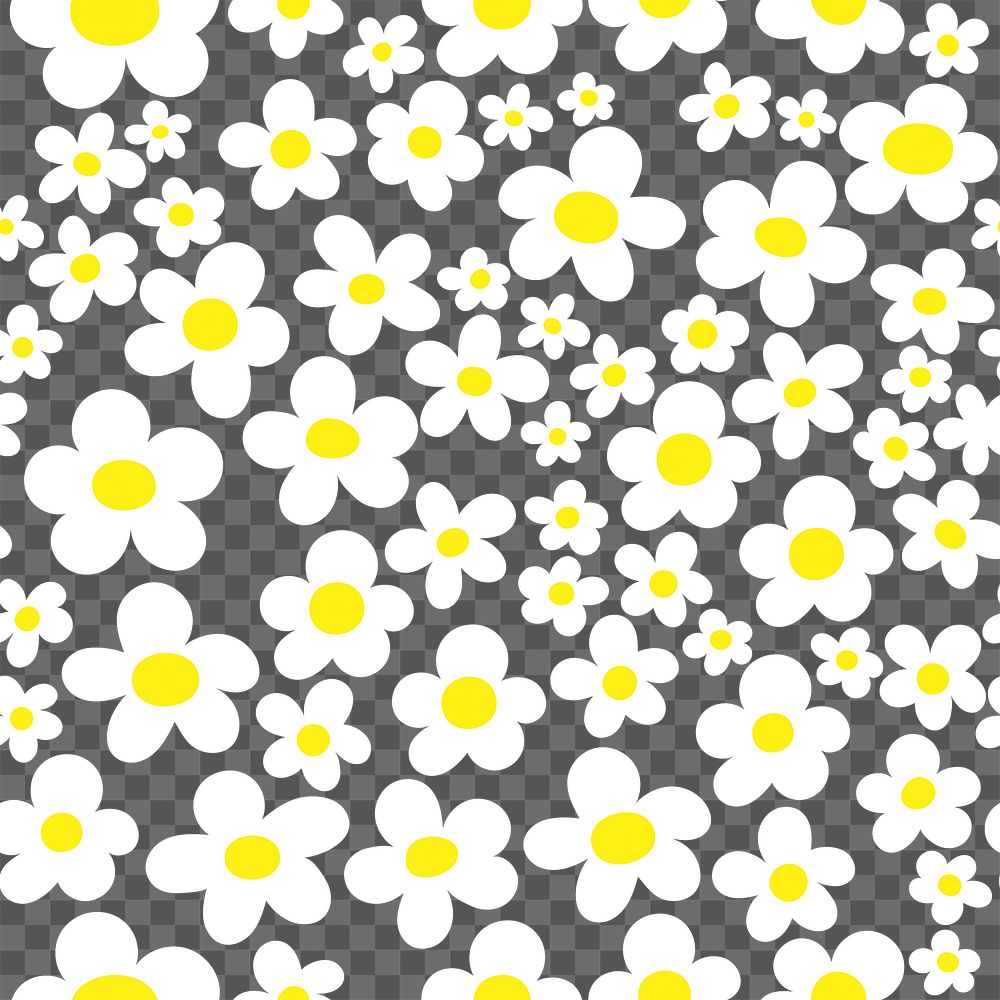 Png colorful Daisy pattern background, transparent simple design