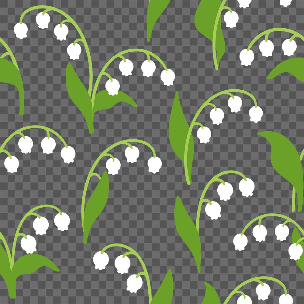 Lily of the valley pattern png, transparent background, pastel flower design