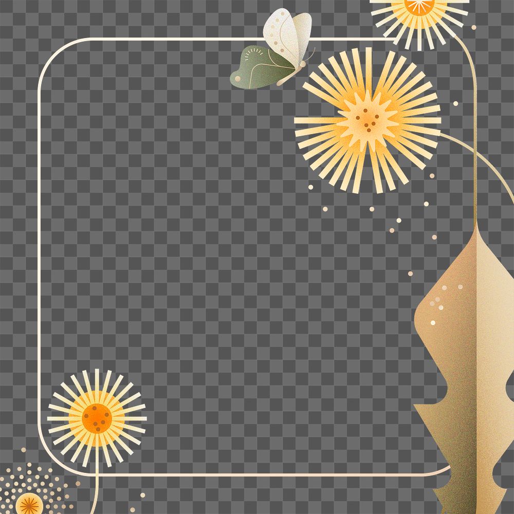 Dandelion frame png, aesthetic floral design, transparent background