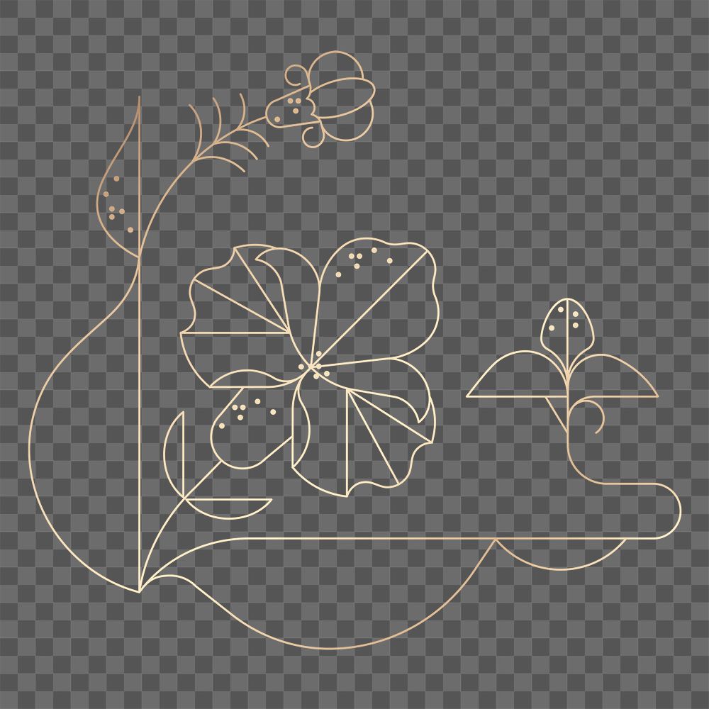 Geometric floral png sticker design, nature illustration