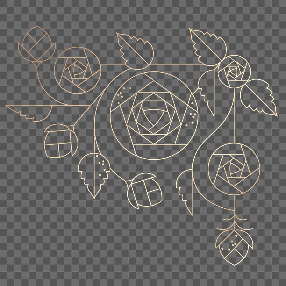 Roses line art png sticker, geometric design element