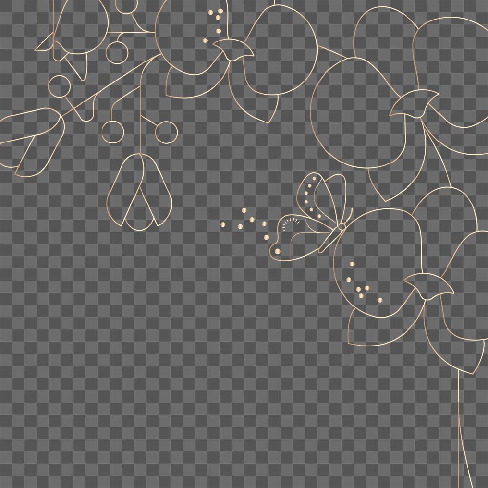 Orchids line art png, flower border sticker, transparent background