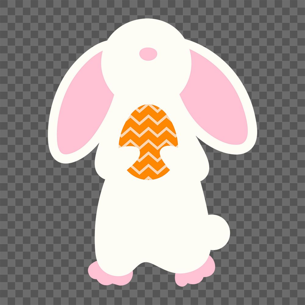 Easter rabbit sticker, festive animal illustration on transparent background