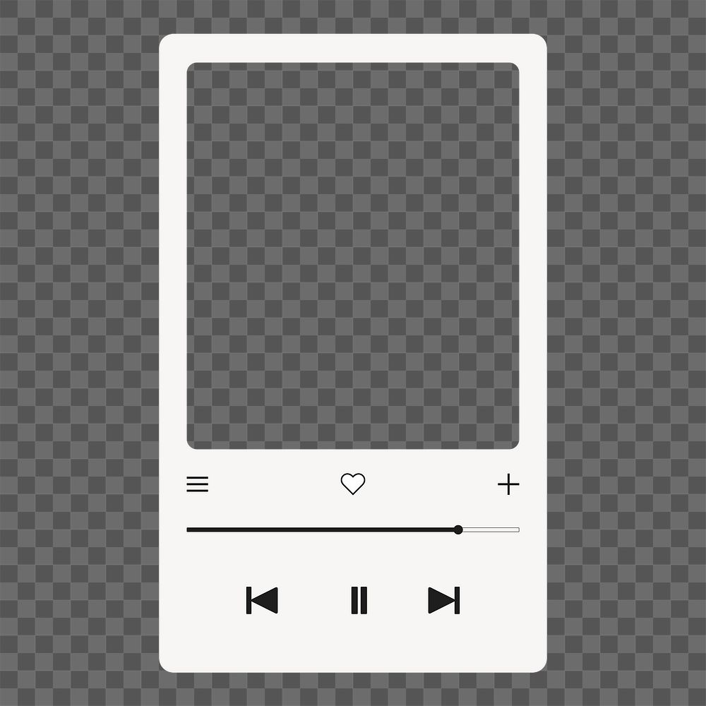 Png audio player screen frame, transparent design