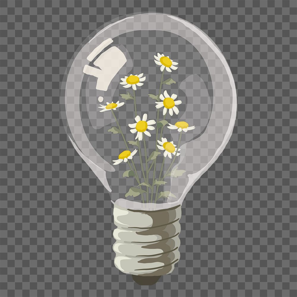 Light bulb png flower sticker, transparent background 