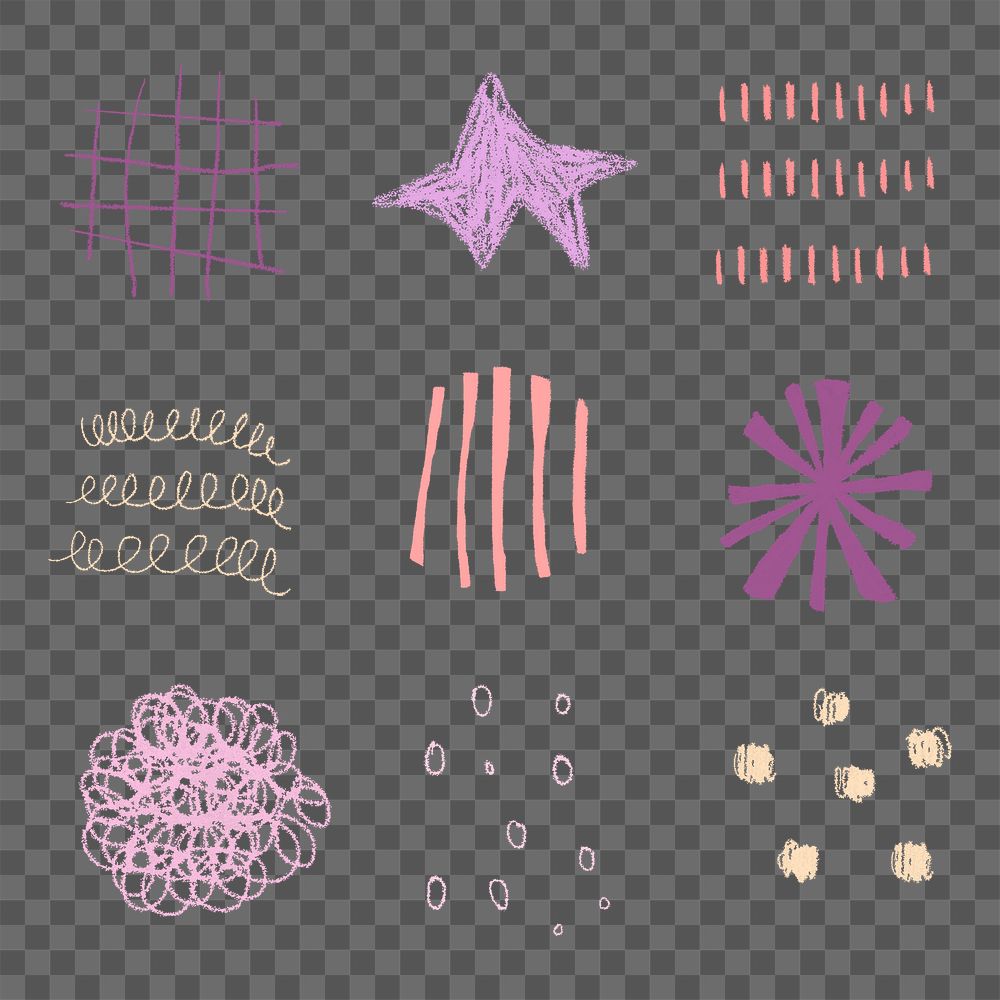 Png pastel abstract shape stickers set, transparent background