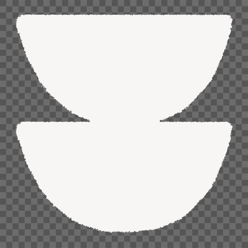 White geometric sticker png, semicircles shape, transparent background