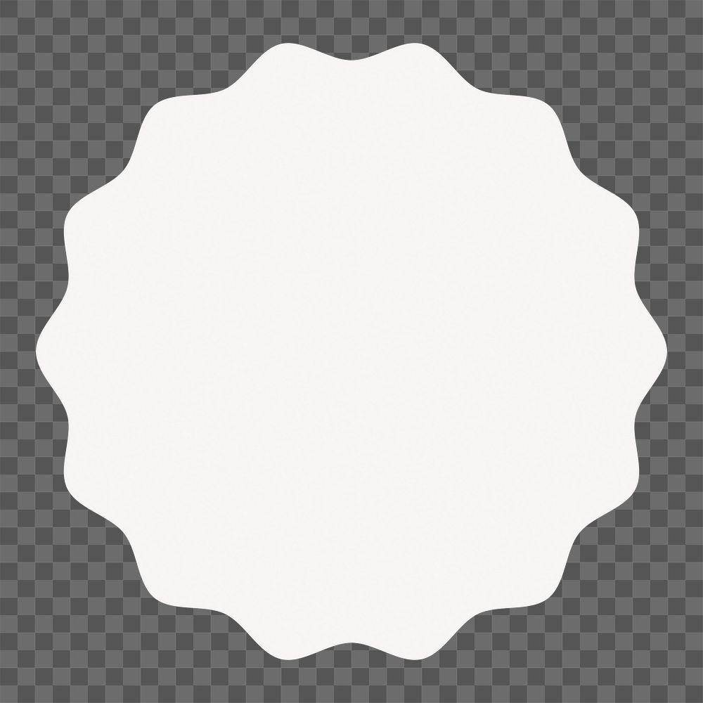 White jagged circle png sticker, basic design, transparent background
