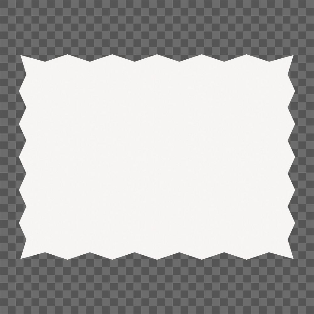 White jagged rectangular png sticker, basic design, transparent background