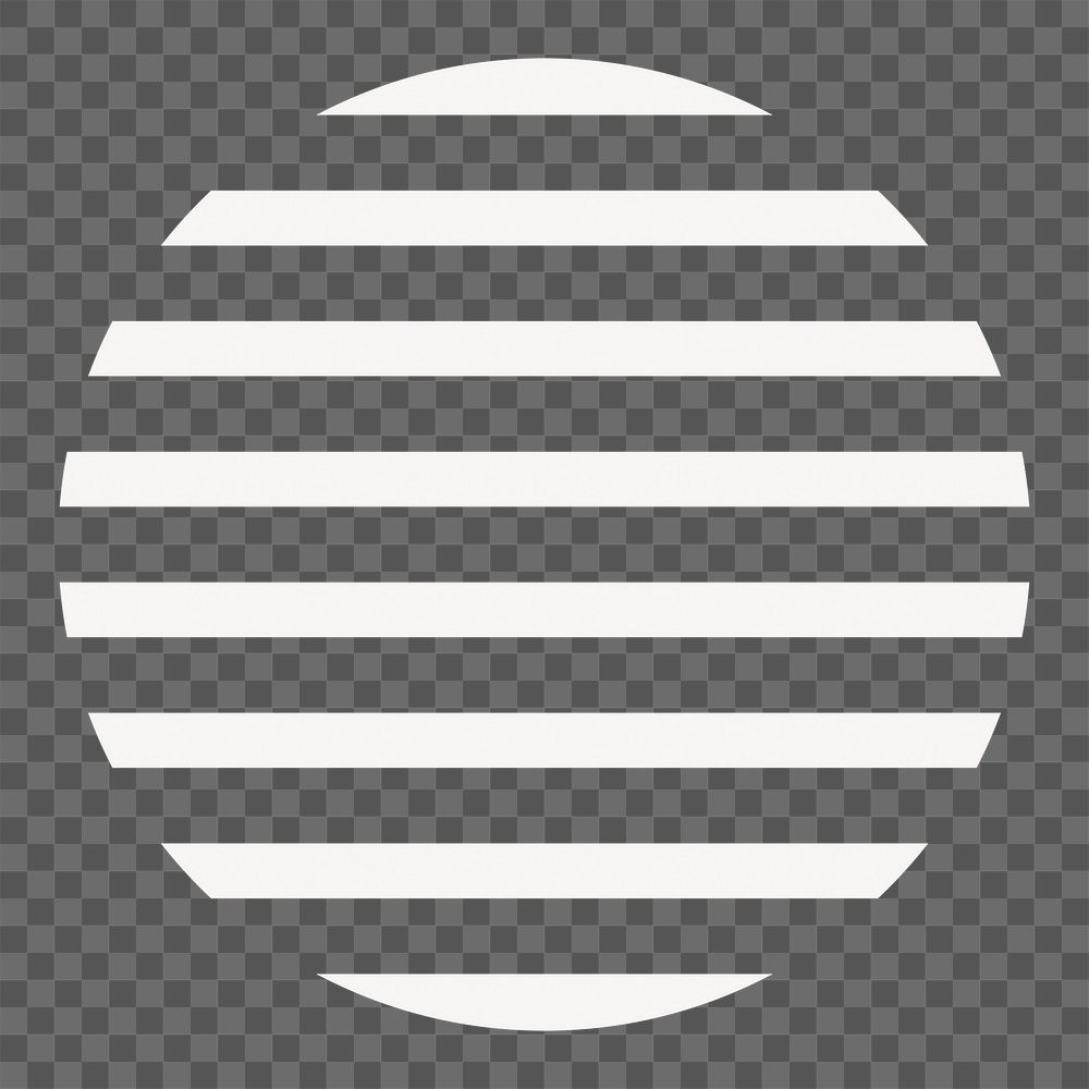 White striped circle png sticker, basic design, transparent background