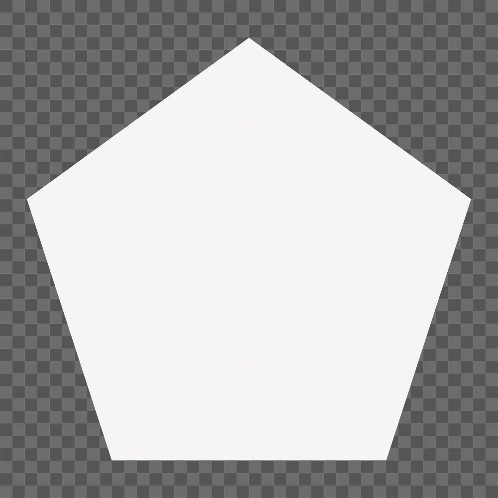 White png sticker, flat graphic pentagon simple shape design, transparent background