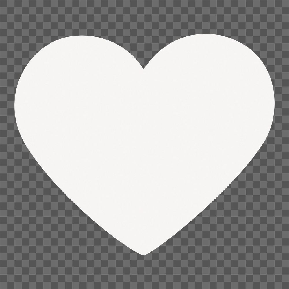 Heart png sticker, simple white design shape, transparent background