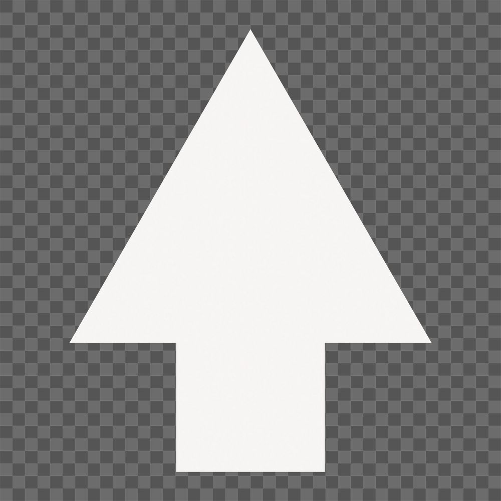 White arrow png sticker, basic design, transparent background