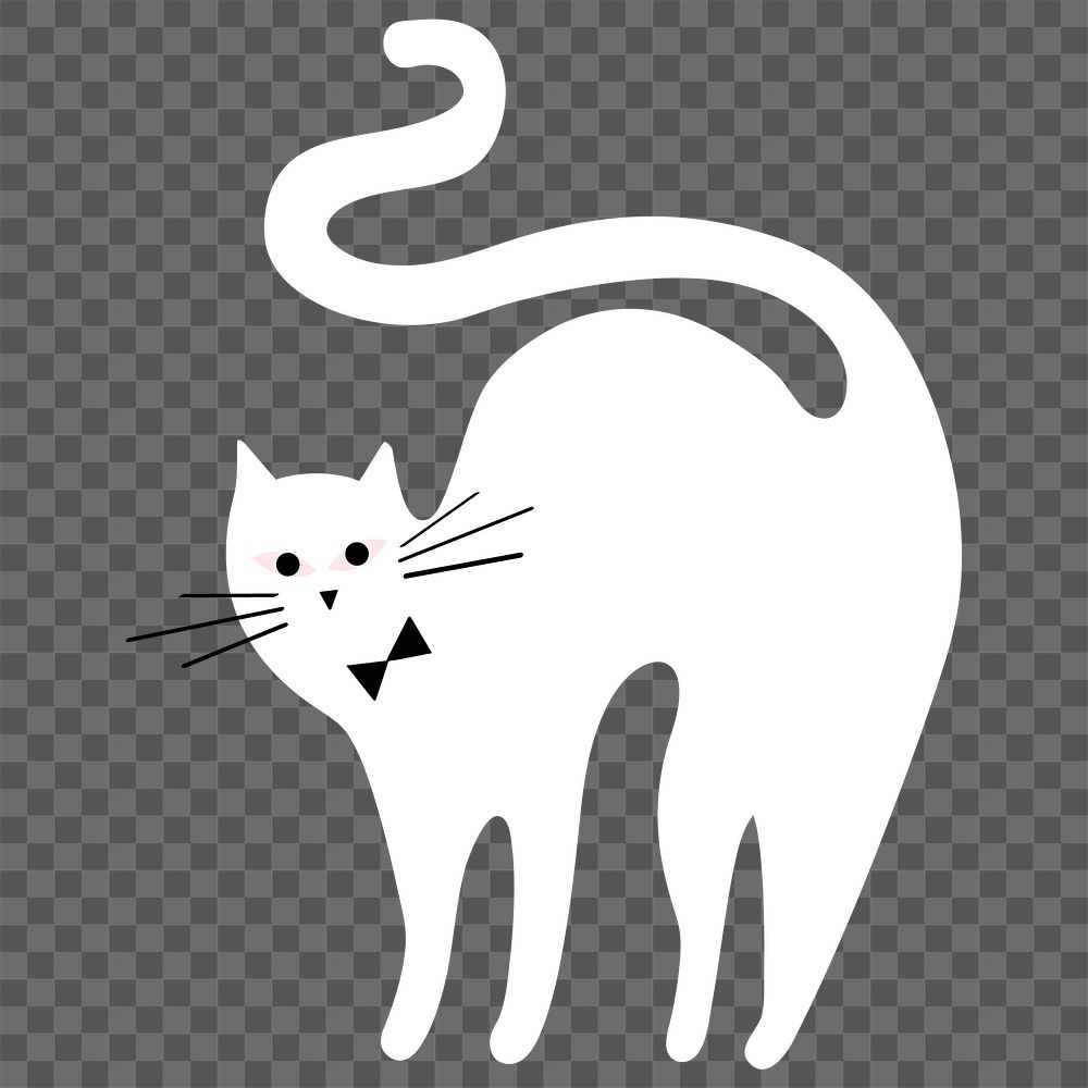 Png white cat digital sticker