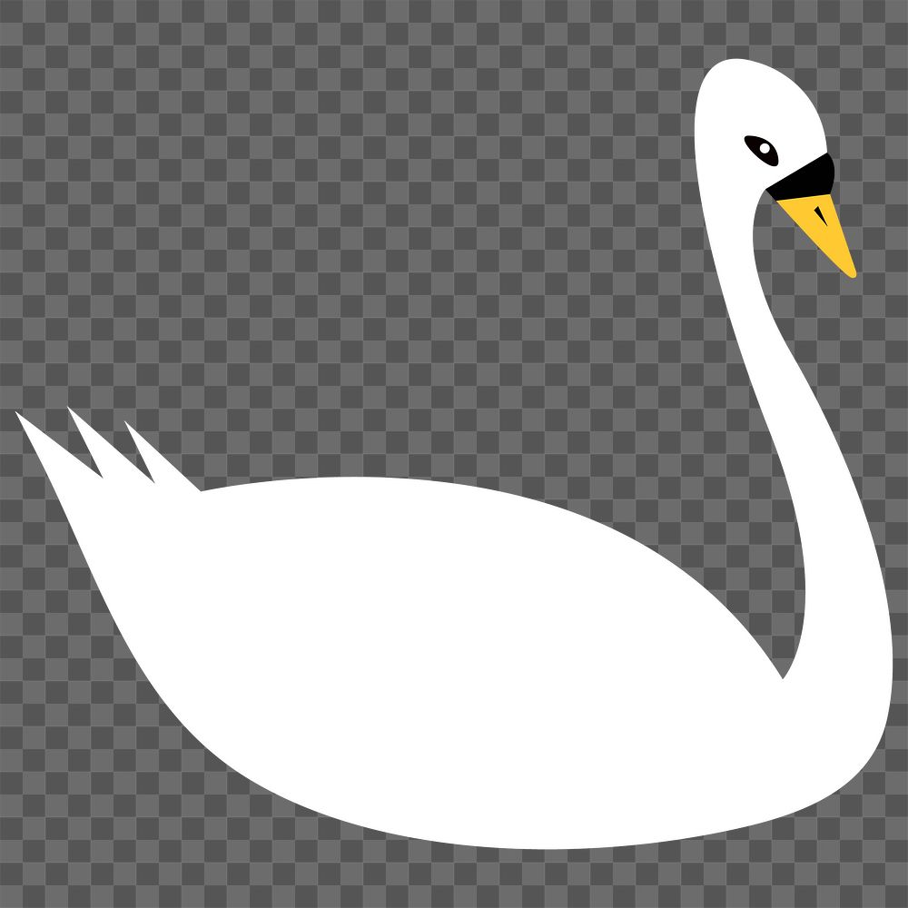 Png white swan transparent flat illustration design element
