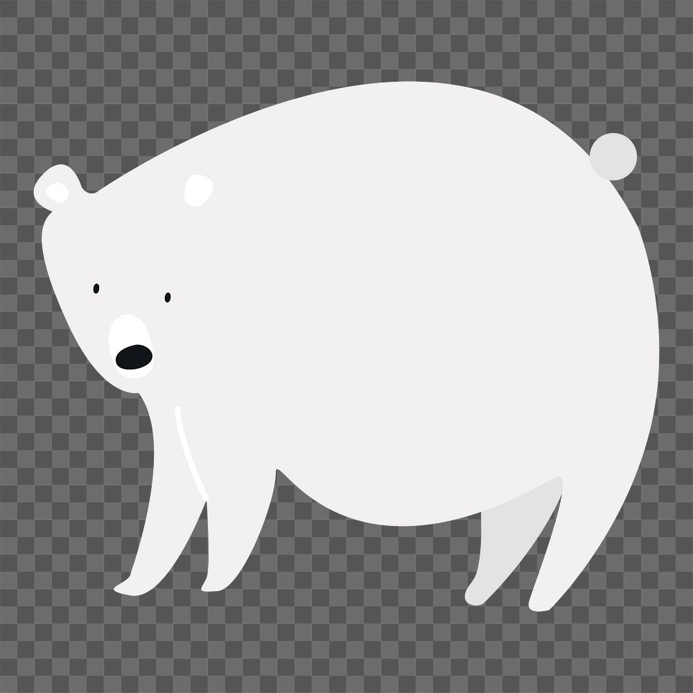 Polar bear png diary sticker white cute wild animal illustration for kids