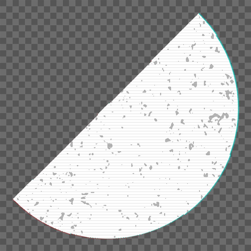 White semi circle with glitch effect design element 