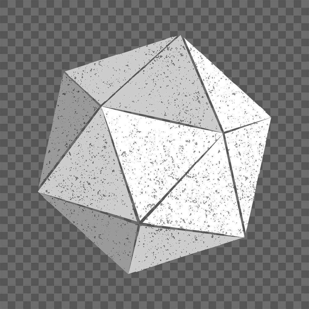 Gray 3D icosahedron design element 