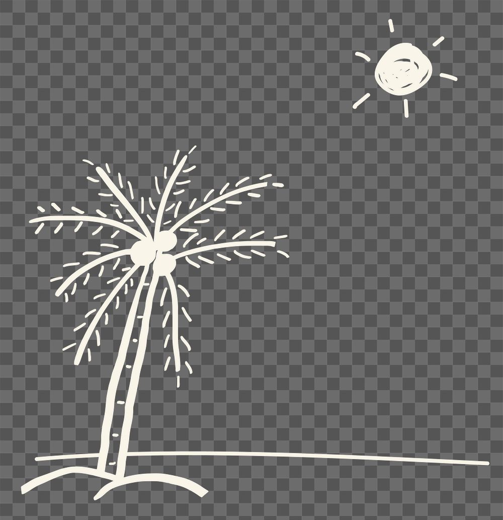 Png summer beach border with palm tree doodle clipart