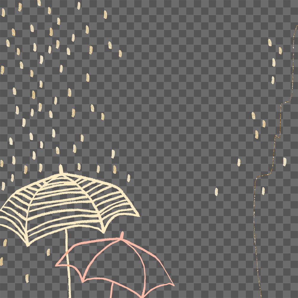 Rainy season png background glittery cute doodle illustration for kids