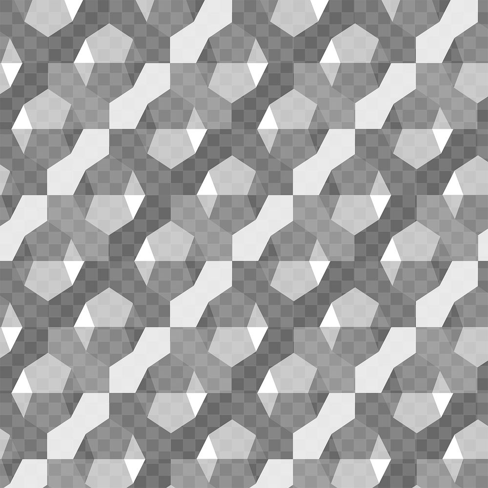 Abstract 3D geometric pattern png grey background