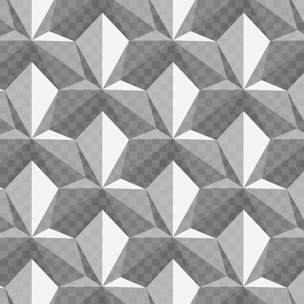 Kite 3D geometric pattern png grey background in abstract style
