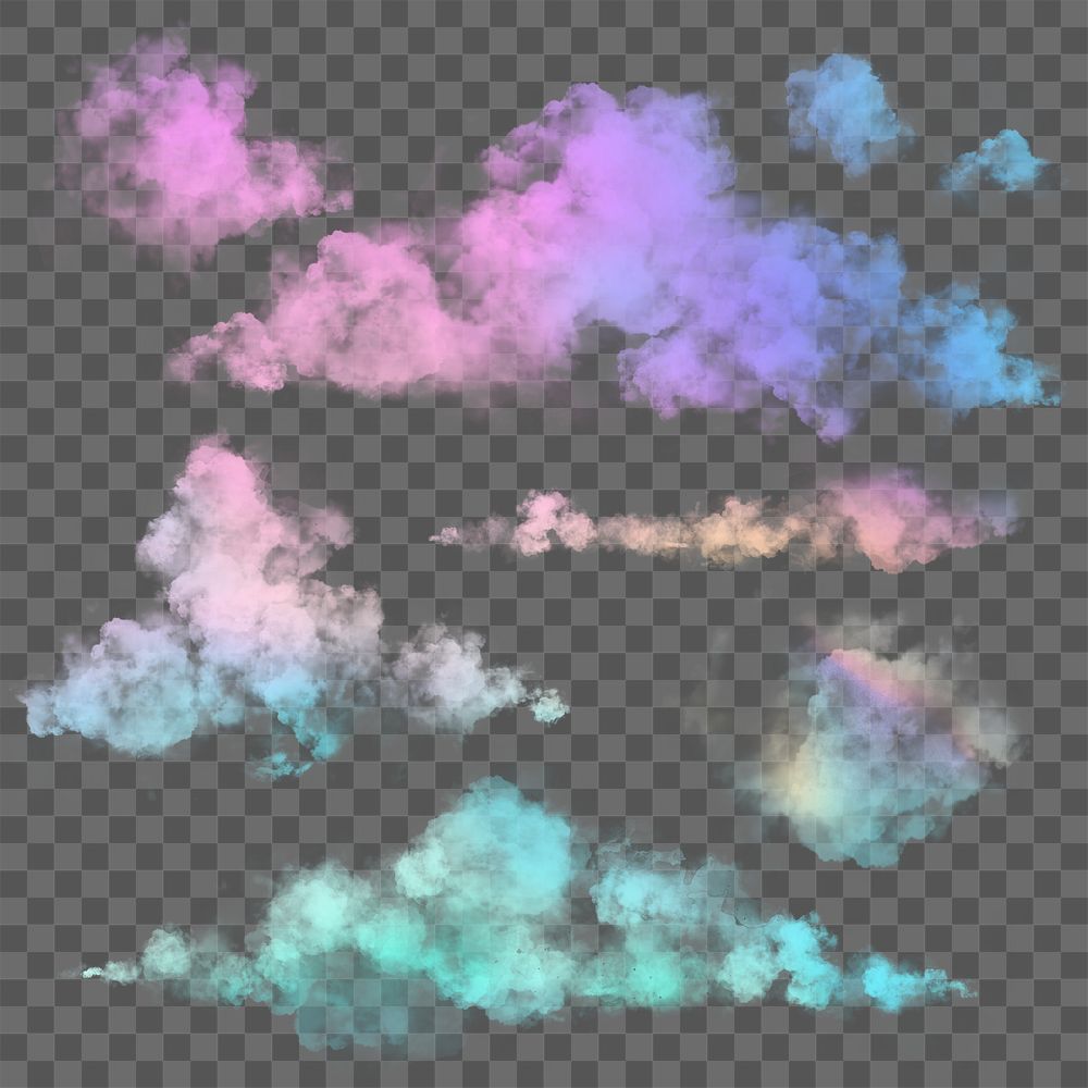 Png colorful cloud design element set