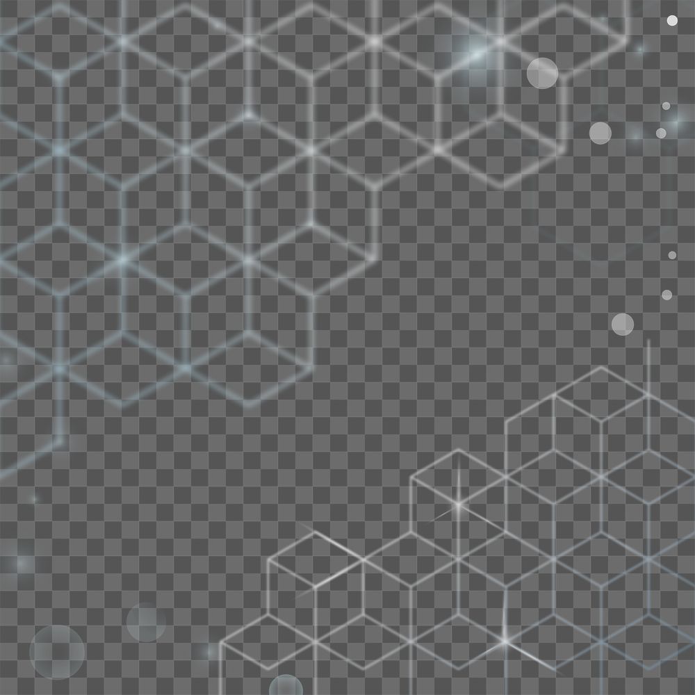 Png digital background with white cube patterns