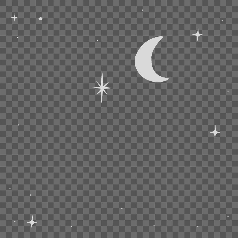 White half moon png doodle galactic starry sky border