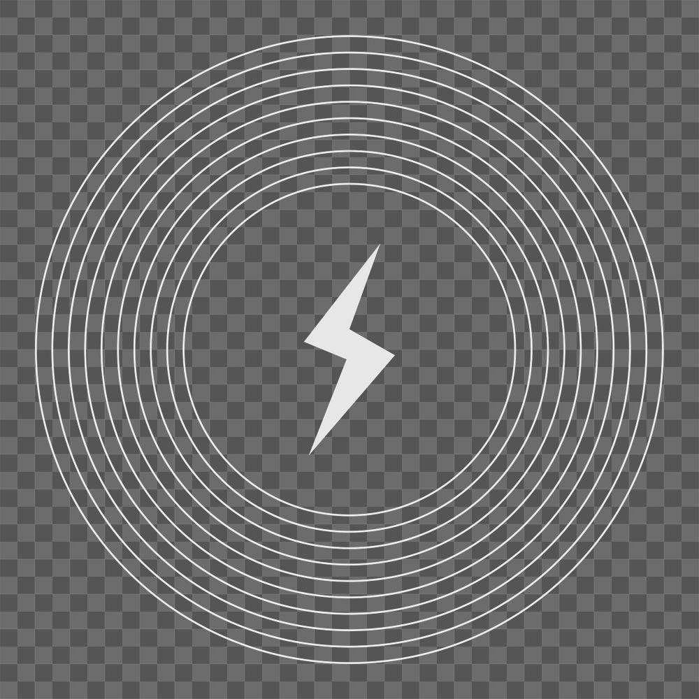 Black png charging icon thunderbolt for technology device
