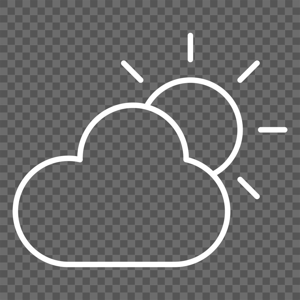 PNG partly cloudy icon for weather forecast in white