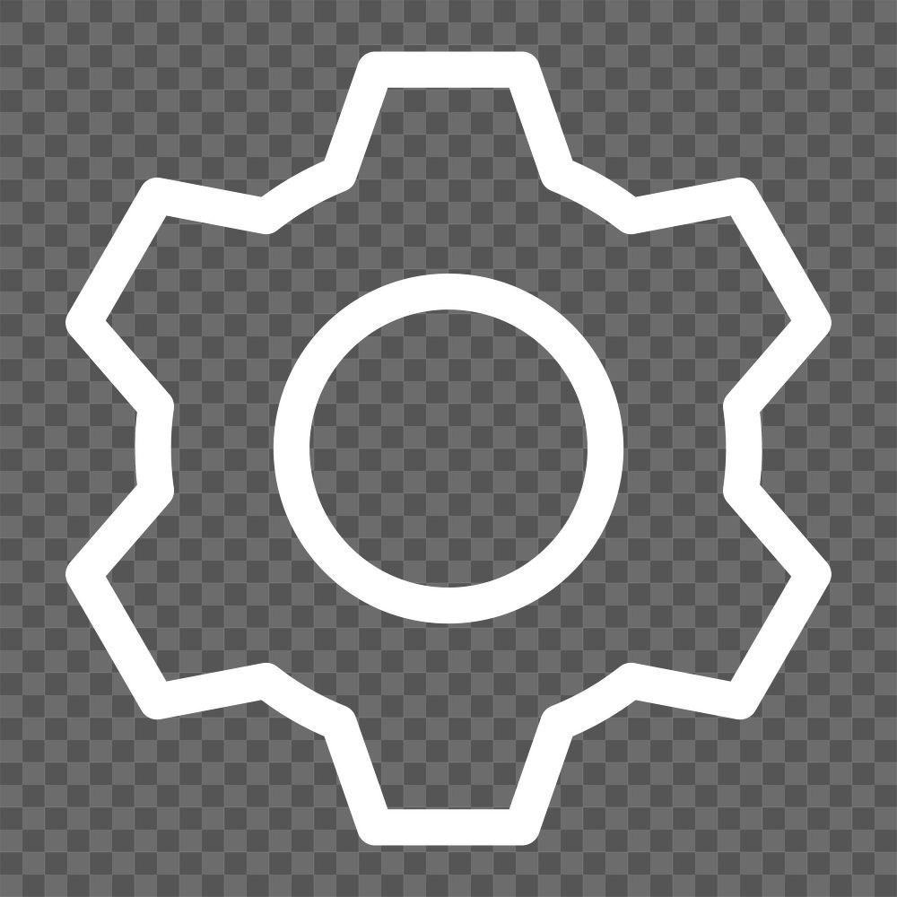 PNG white gear UI icon 