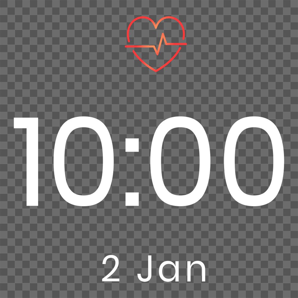 Png clock user interface transparent with heart rate tracker