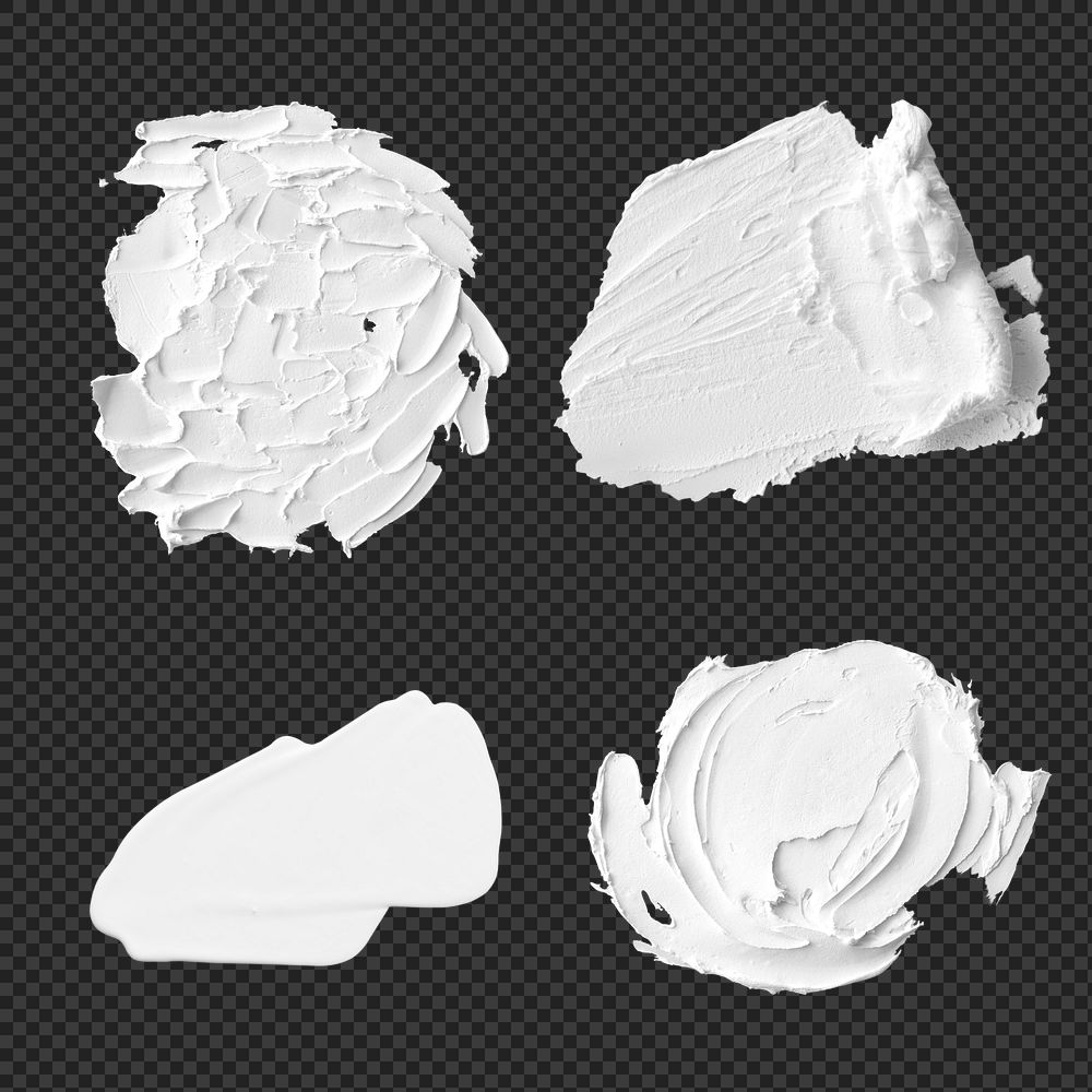 White acrylic paint stroke design element set