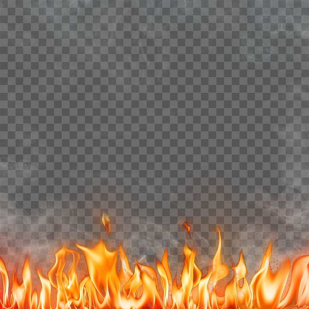Flame png border, orange realistic fire transparent image