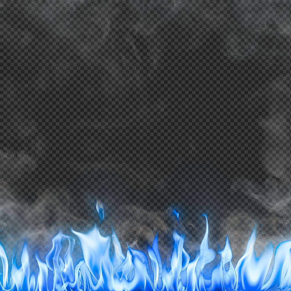 Flame png border, blue realistic fire transparent image