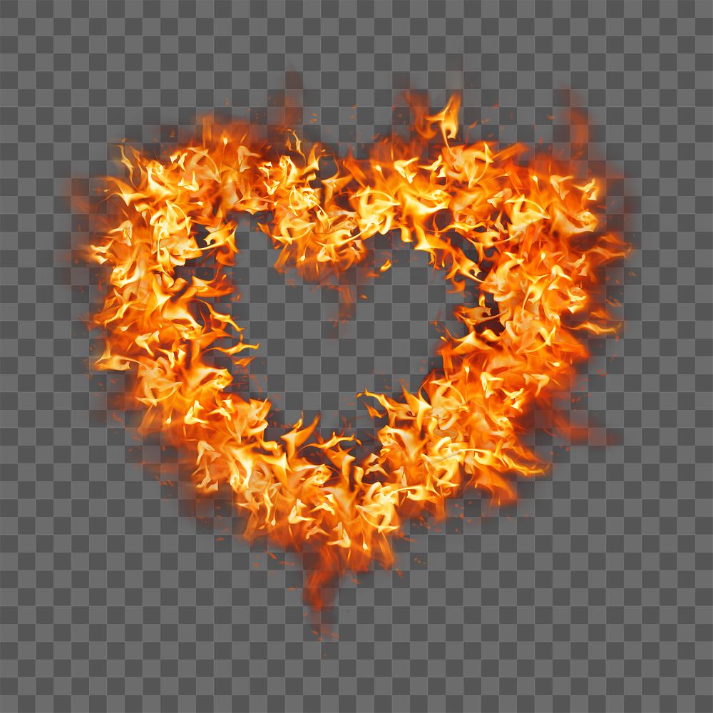 Heart flame png sticker, orange creative design