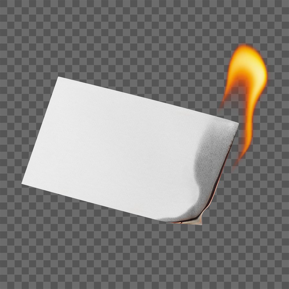 Burning paper png, white blank design space image