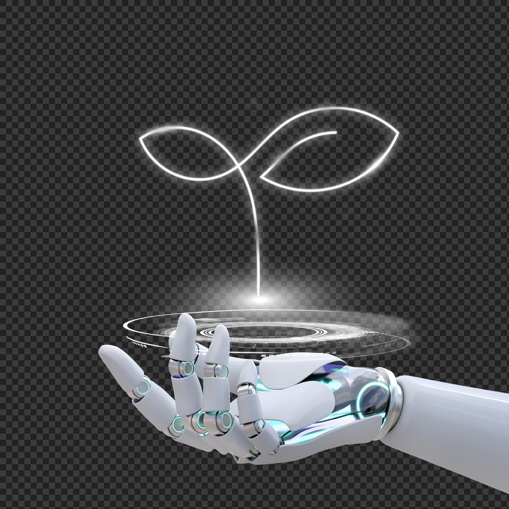 Robot png plant cut out, technology and nature 3D design