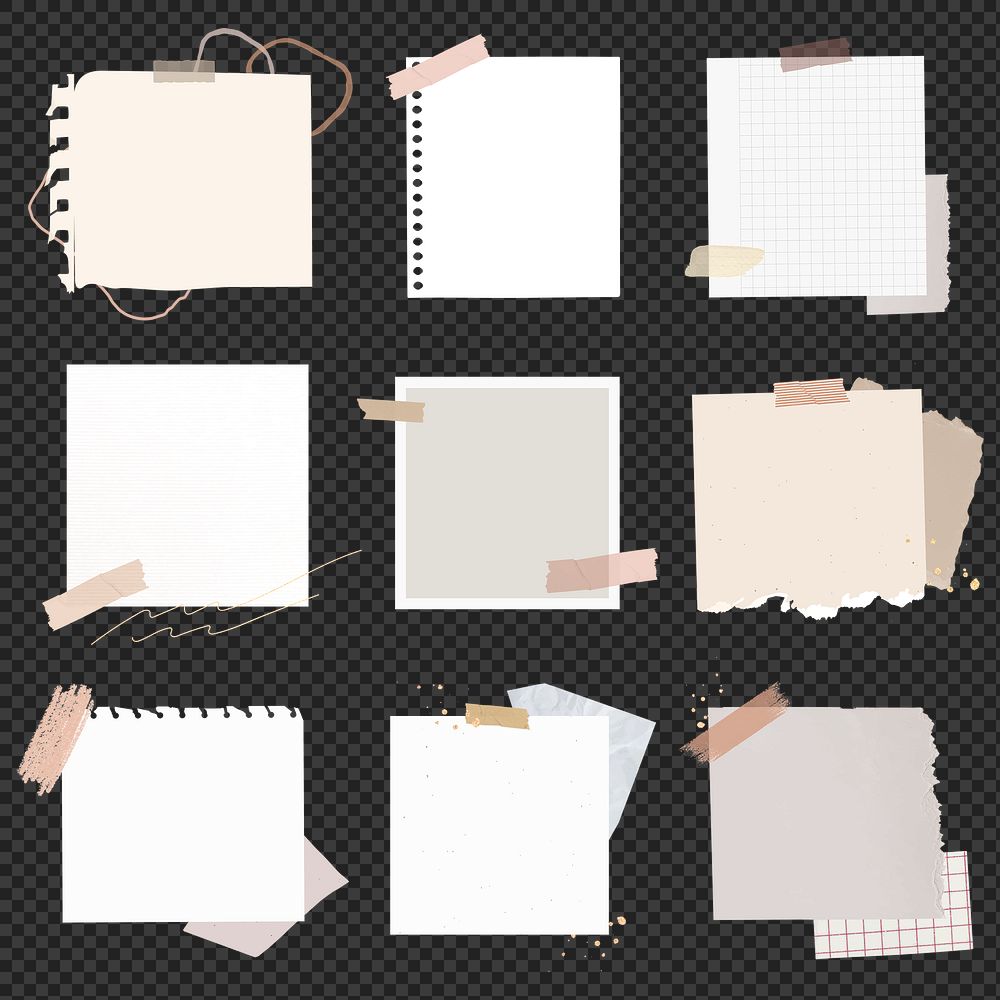 Digital note png element set, feminine digital sticker packs