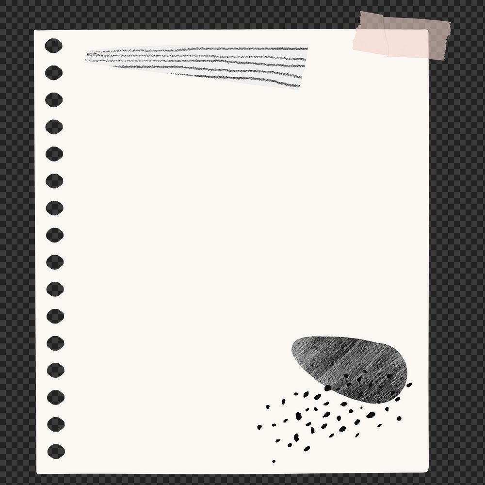 Digital note png white paper element in memphis style