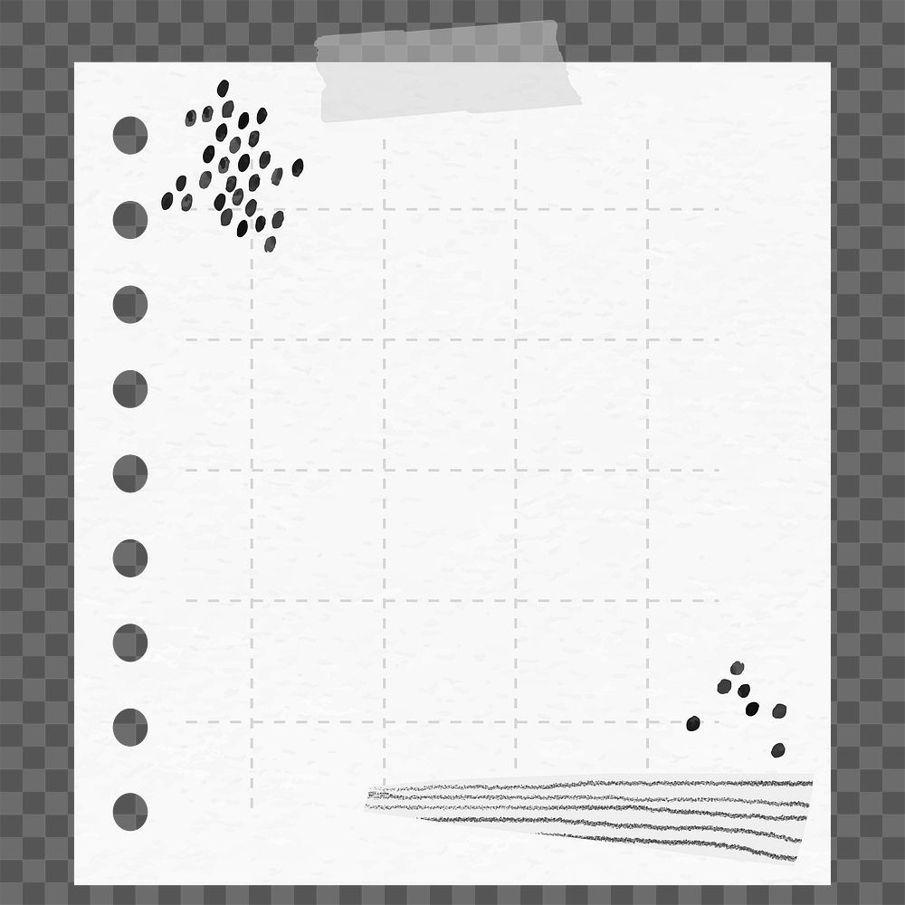 Digital note png grid paper element in memphis style