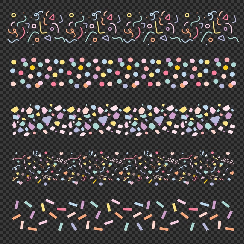 Confetti brush stroke png pastel pattern set