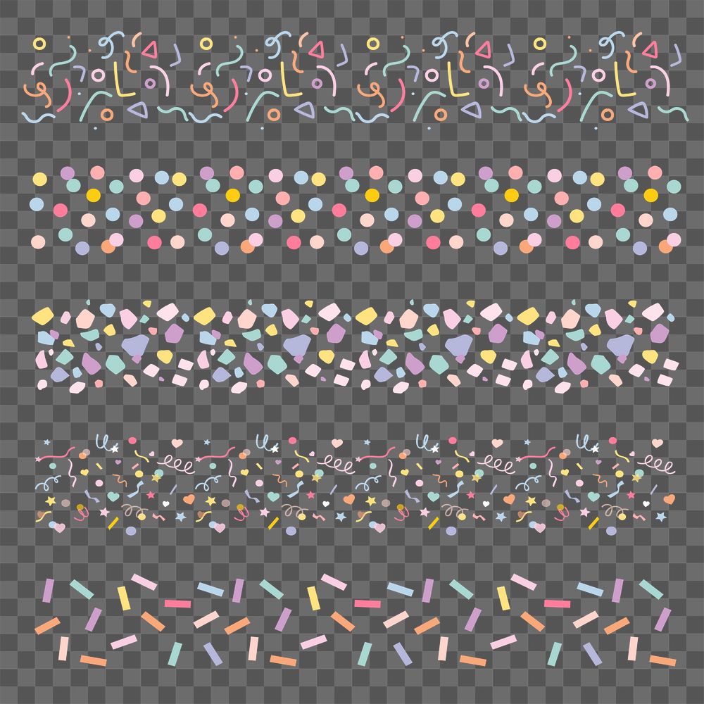 Confetti brush stroke png pastel pattern set