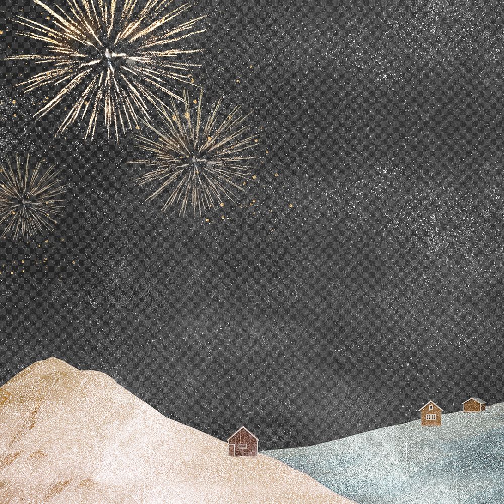 New Year's Eve png background, transparent winter landscape design